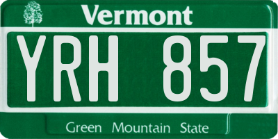 VT license plate YRH857