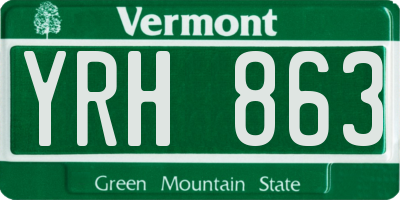 VT license plate YRH863