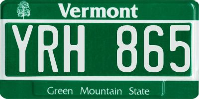 VT license plate YRH865