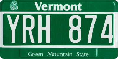 VT license plate YRH874