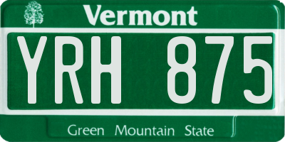 VT license plate YRH875