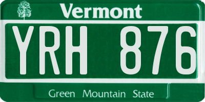 VT license plate YRH876