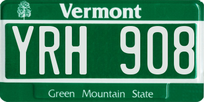 VT license plate YRH908