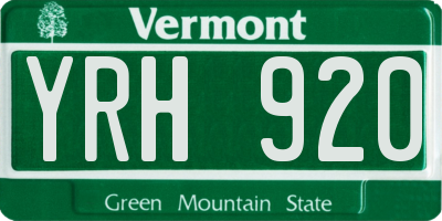 VT license plate YRH920