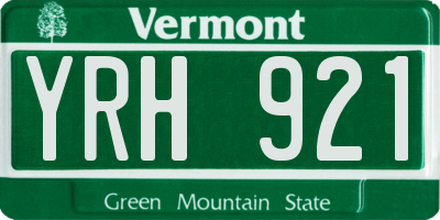 VT license plate YRH921