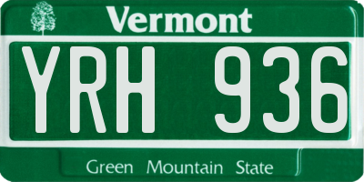 VT license plate YRH936