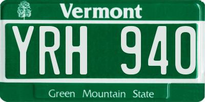 VT license plate YRH940