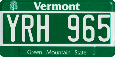 VT license plate YRH965