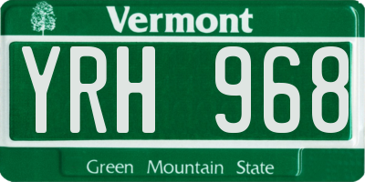 VT license plate YRH968