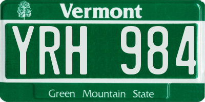 VT license plate YRH984
