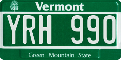 VT license plate YRH990