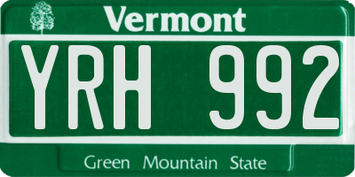 VT license plate YRH992