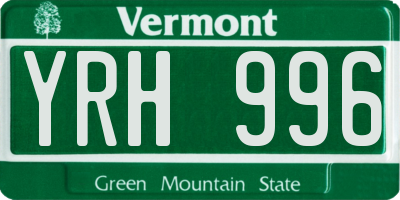 VT license plate YRH996