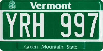 VT license plate YRH997