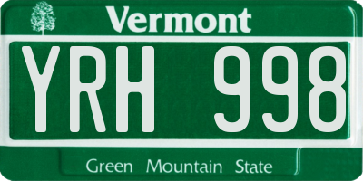VT license plate YRH998