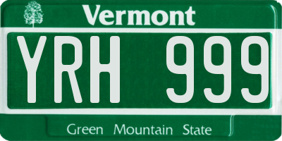 VT license plate YRH999