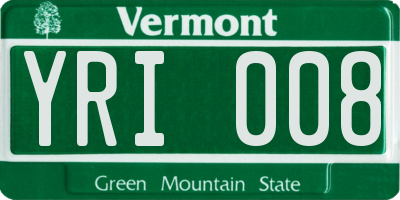 VT license plate YRI008