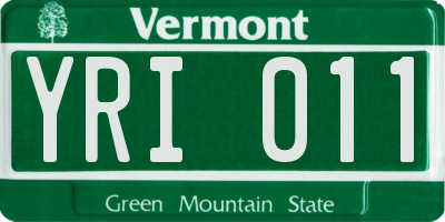 VT license plate YRI011