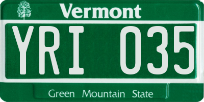 VT license plate YRI035