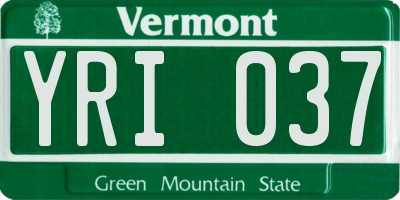 VT license plate YRI037