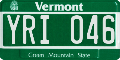 VT license plate YRI046