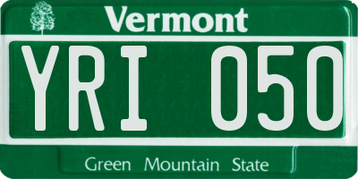 VT license plate YRI050