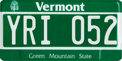 VT license plate YRI052
