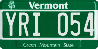 VT license plate YRI054