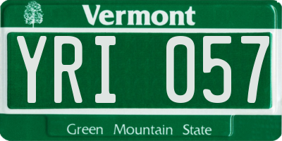 VT license plate YRI057