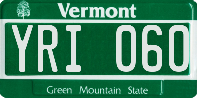 VT license plate YRI060