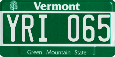 VT license plate YRI065