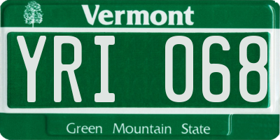 VT license plate YRI068