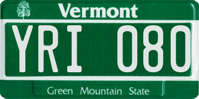 VT license plate YRI080
