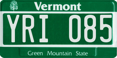 VT license plate YRI085