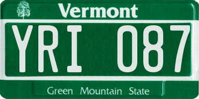 VT license plate YRI087