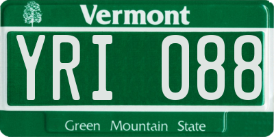 VT license plate YRI088