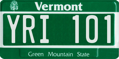 VT license plate YRI101