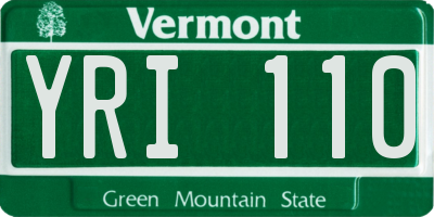 VT license plate YRI110