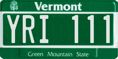 VT license plate YRI111