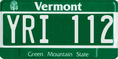 VT license plate YRI112