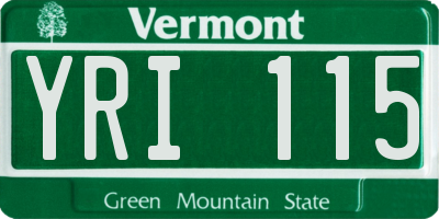 VT license plate YRI115