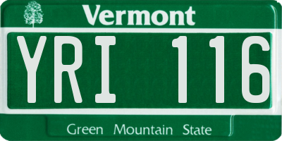 VT license plate YRI116
