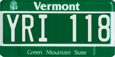 VT license plate YRI118