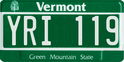 VT license plate YRI119