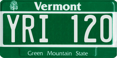 VT license plate YRI120