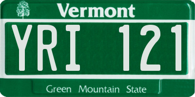 VT license plate YRI121