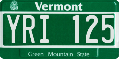 VT license plate YRI125