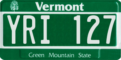 VT license plate YRI127