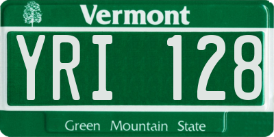 VT license plate YRI128