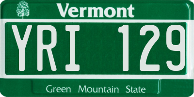 VT license plate YRI129